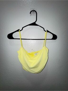 Oh Polly Neon Yellow Cowl Neck Crop Top